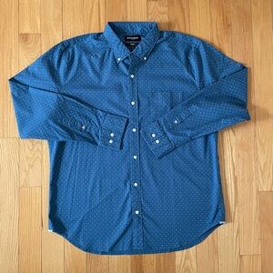 NWOT. Bonobos Everyday Stretch Shirt, Men’s XL, Blue Yellow Dot, Long Sleeve